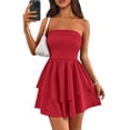 thumbnail image 1 of Vestido PRETTYGARDEN para mujer, verano 2025, sin tirantes, rojo, talla L, 1 of 7