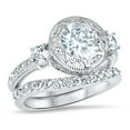 thumbnail image 2 of Art Deco Vintage CZ Wedding Engagement Bridal Ring Set for Women Size 5, 2 of 5