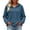 Blue, variant on Women's V Neck Hooded Waffle Long Sleeve T Shirts Oversized Comfy Pullover Tops Lightweight Casual Blouse