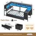 thumbnail image 5 of Twin Size Corner Bed Frame with Desk,Charging Station and Bookcase Storage,Twin Daybed with Storage Drawers and Led Lights, Metal Platform Bed Frame with Open Shelves,Black, 5 of 11