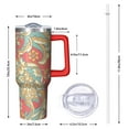 thumbnail image 3 of 40 oz Paisley Travel Mug Stainless Steel Vacuum Insulated Tumbler with Handle Flip Straw Lid Leak Proof Cup Gift for Him Her Travel Tumbler Must Have, 3 of 5