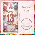 thumbnail image 2 of Pink Happy 13th Birthday Banner Glitter Design Princess Castle Backdrop Gold Lettering Colorful Balloons 13th Birthday Display for 13th Birthday Party Girls' Celebration Princess Party, 2 of 9