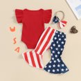thumbnail image 4 of Okbabeha Baby Girl 4th of July Outfit 3 6 9 12 18 Months Letter  one-piece  Romper+StripeStar Flag Flare Pants Headband Set, 4 of 7