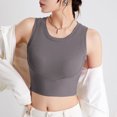 thumbnail image 6 of Womens Athletic Crop Tank Tops Solid Crew Neck Sleeveless Shirts Summer Casual Sports Workout Fitness Yoga Blouse, 6 of 6