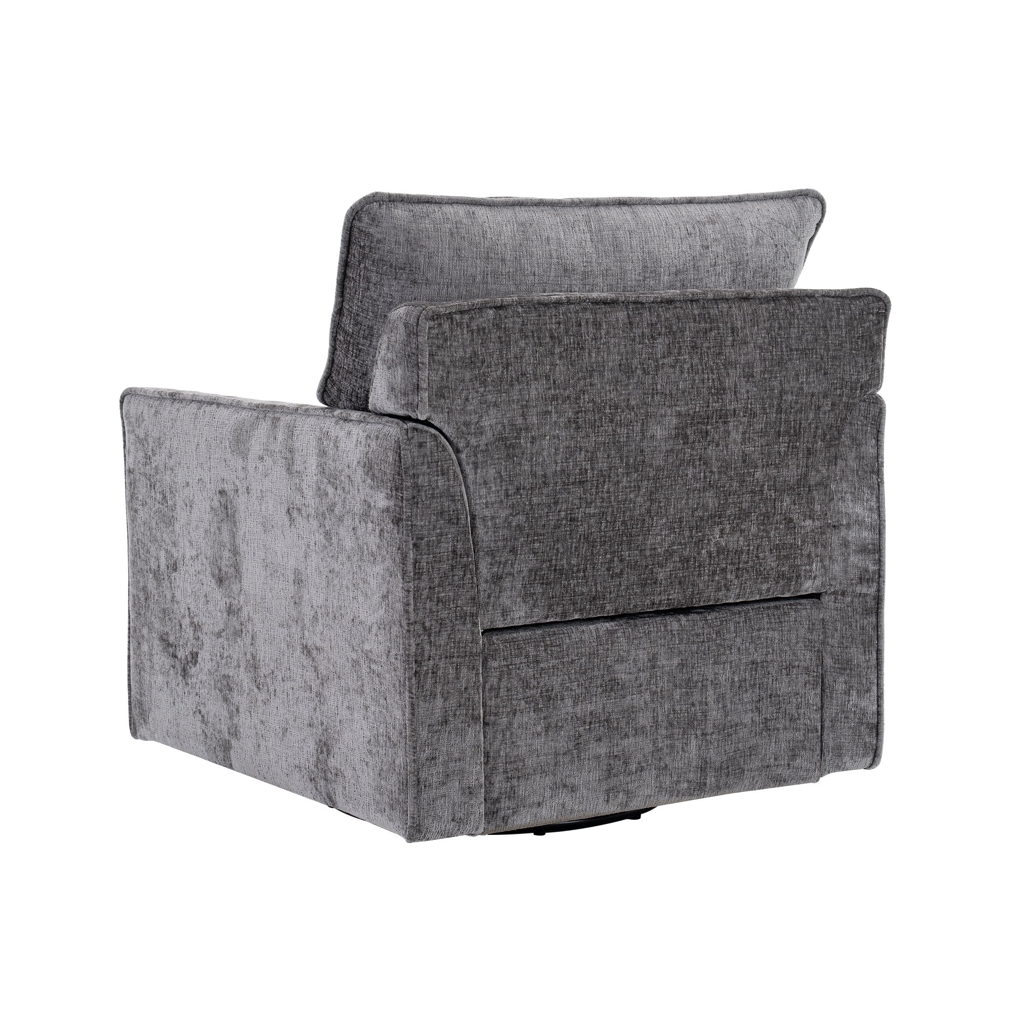 PORKISS 360° Swivel Accent Chair, Chenille Upholstered Bedroom Chair with Thick Cushion & Metal Base, Modern Reading Armchair for Living Room/Bedroom, Grey
