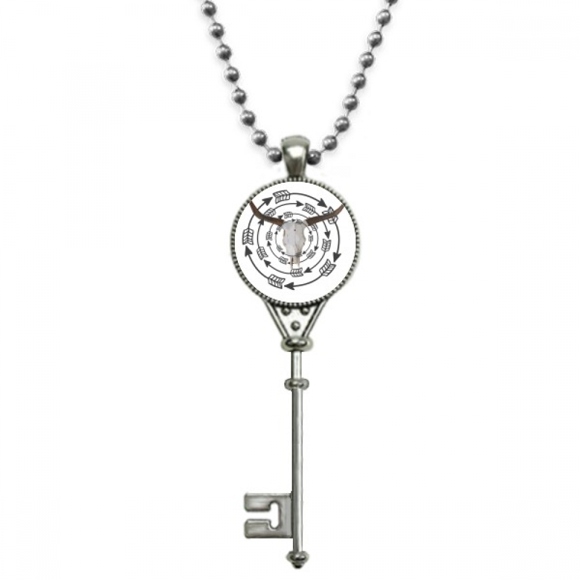 Flèches Cornes Rayonnent Autour Pendentif Vintage Collier Argent Bijoux Clés