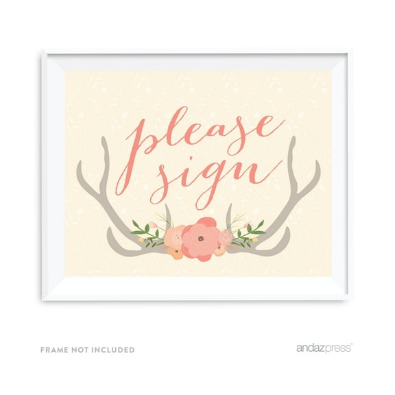 Please Sign Woodland Deer Wedding Party Signs
