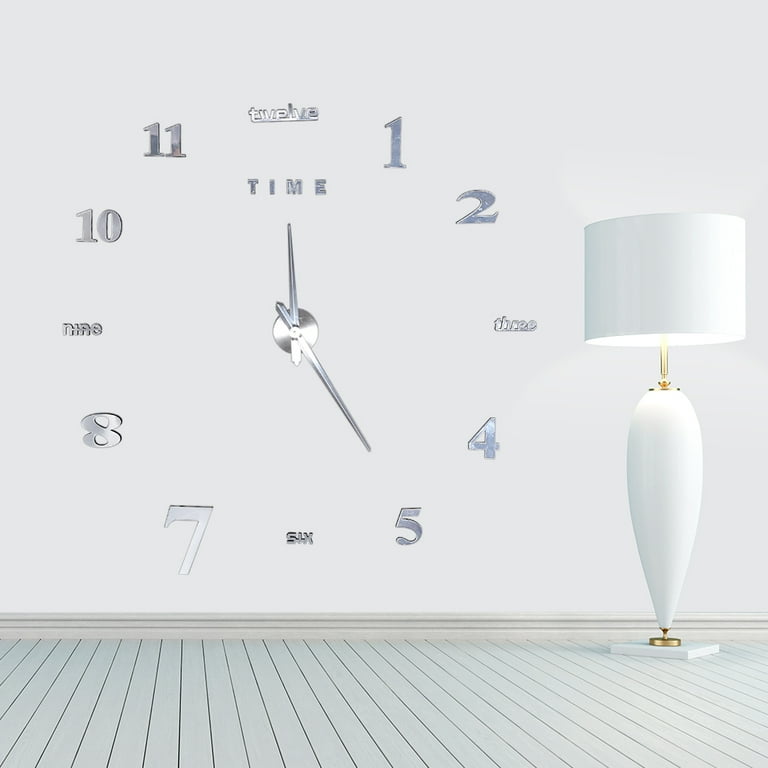 Adesivo Orologio Da Parete 3D A Specchio: Fai Da Te Con Numeri, Silenzioso, Per Soggiorno E Camera Da Letto, Decorazione Moderna (Argento) - 2
