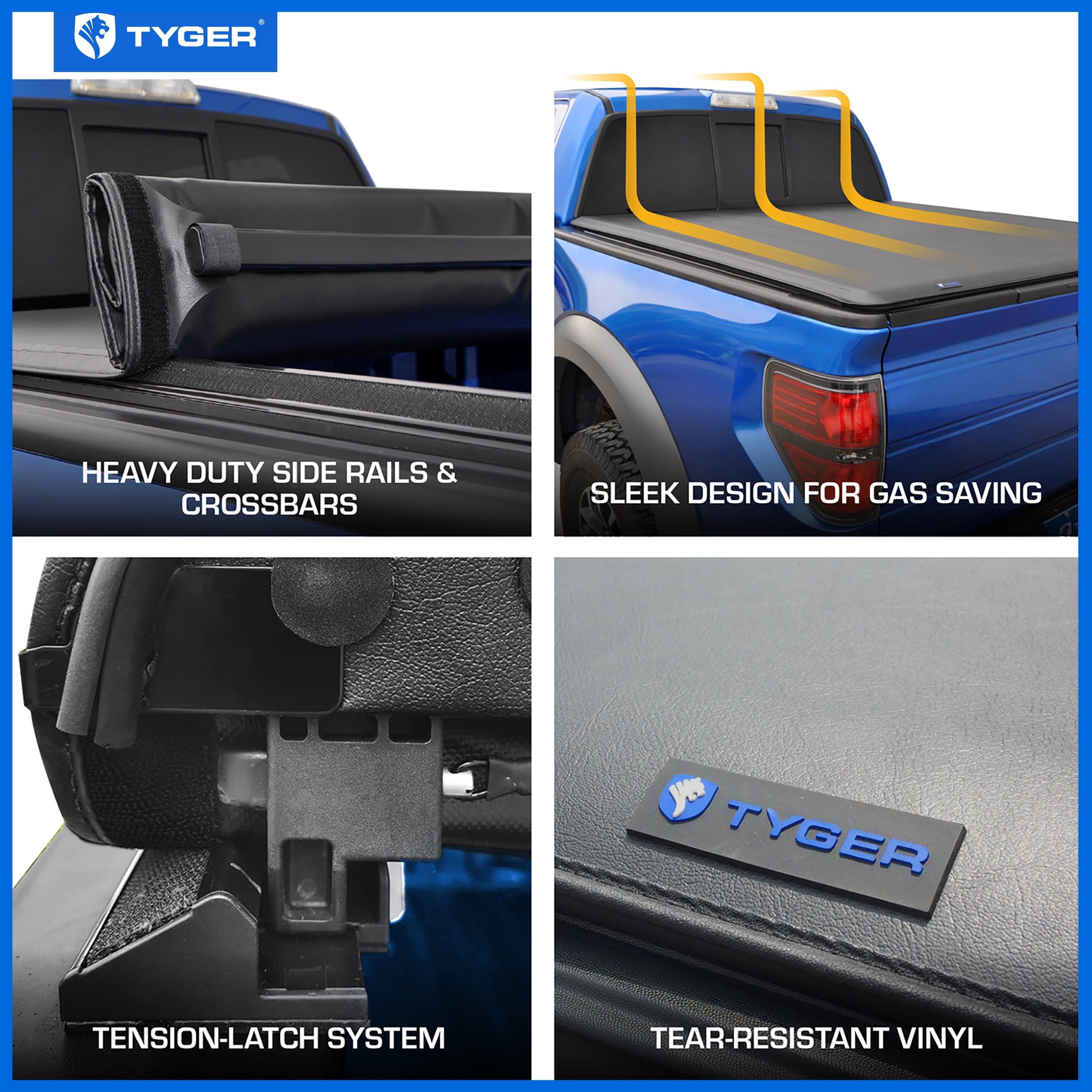 Tyger Auto T1 Soft Roll-up Truck Bed Tonneau Cover Compatible with 2019-2026 Chevy Silverado GMC Sierra 1500 (Not Fit 19 LD/Limited) | 5'10" (70") Bed | TG-BC1C9053
