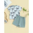 thumbnail image 5 of Elippeo 2Pcs Baby Boy Summer Outfits 3 6 12 18 24 Months 3 Years Short Sleeve Tree/Gesture Print T-Shirt + Shorts Set Toddler Clothes, 5 of 9