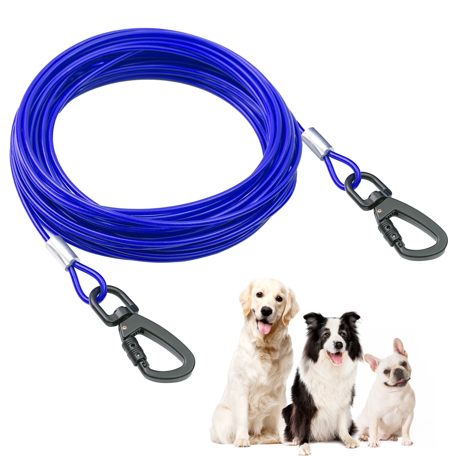 100ft Heavy Duty Dog Tie Out Cable With Reflective Coating & Shock Spring - Up To 500LBS, For Yard, Camping, Outdoor - View #8