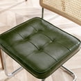 thumbnail image 6 of Zesthouse Rattan Dining Chairs Set of 2, Faux Leather Dining Chair with Cane Back and Chrome Legs, Mid-Century Modern Upholstered Kitchen Side Chairs for Dining Living Room, Green, 6 of 11