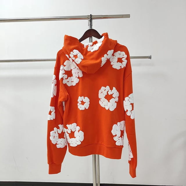 Sweat à Capuche en Denim avec Imprimé en Mousse Kapok, Unisexe