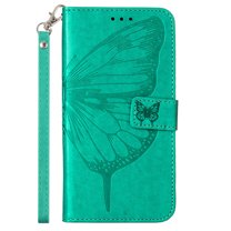 Dteck For iPhone 12 Shockproof Wristband Embossed Pattern Card Slot Flip Leather Wallet Kickstand Case Cover,Green