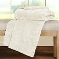 thumbnail image 6 of Superior Arctic Fleece Boho Knit Jacquard Blanket, Throw, Ivory, 6 of 7