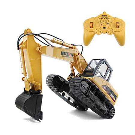 Rc Tractors 15 Channel 2.4G 1/12 RC Remote Control Metal Excavator Charging Tractor Vehicle digger trucks Car Toy ()