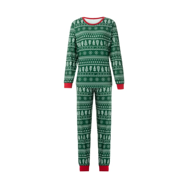 Diconna Pyjamas de Noël Assortis pour la Famille, Col Rond, Imprimé Arbre de Noël, Manches Longues, Pull-Over, Combinaison