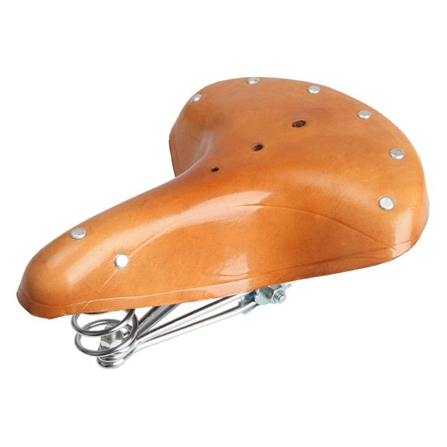 Bike Seat Retro Cowhide Saddle Comfortable Durable Cycle Saddle Bike Brown without Rope