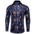 thumbnail image 2 of Camisas de seda para hombre Jacquard Paisley Floral Camisa de solapa de manga larga Blusa Prendas de abrigo Oficina de boda Transpirable de alta calidad, 2 of 5