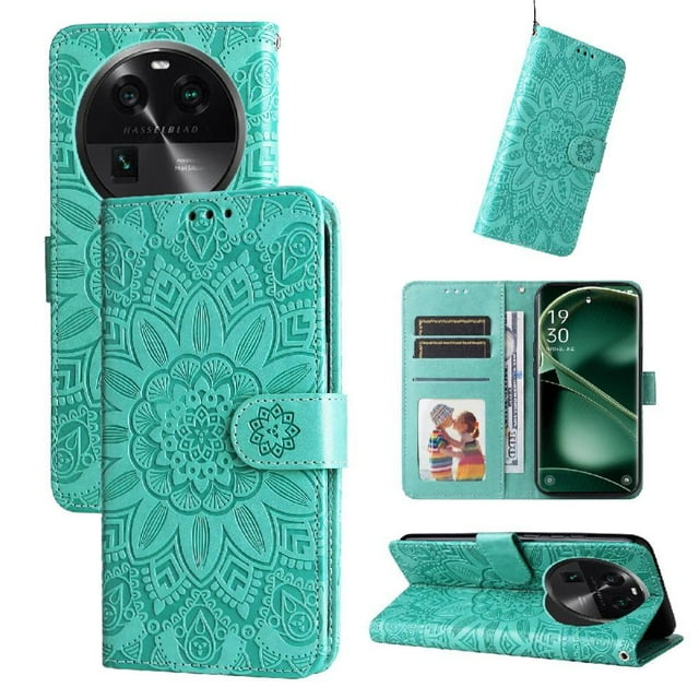 Funda tipo cartera GANGXUN para OPPO Find X6 , diseño girasol, cuero PU, soporte, cierre magnético, tarjetero