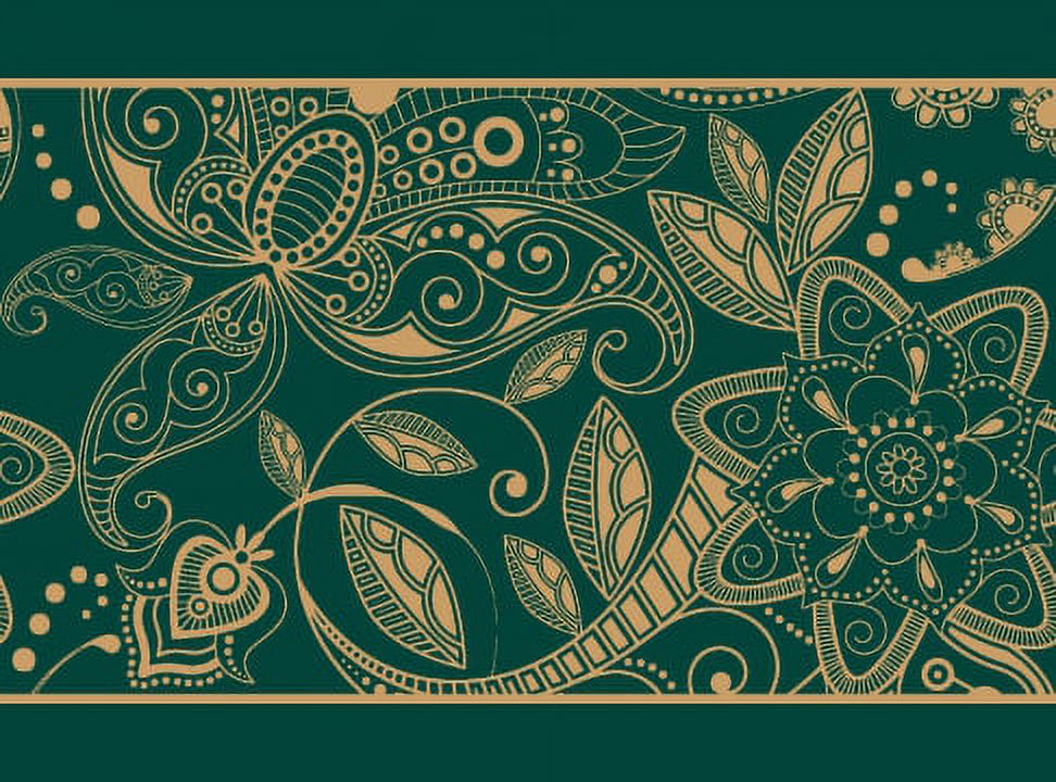 IBA Indianbeautifulart Green Leaves & Floral Artistic Fabric Lace Dressmaking Velvet&nbsp;Trim&nbsp;Tape Printed Sewing Lace 9 Yards 4 Inches