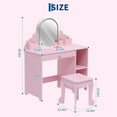 thumbnail image 6 of Juiluna Kids Vanity with Lighted Mirror & Stool, Little Girls Vanity with Adjustable LED Light, Storage Drawer & Shelves for Girls 3-9, White/Pink/Purple, 6 of 7