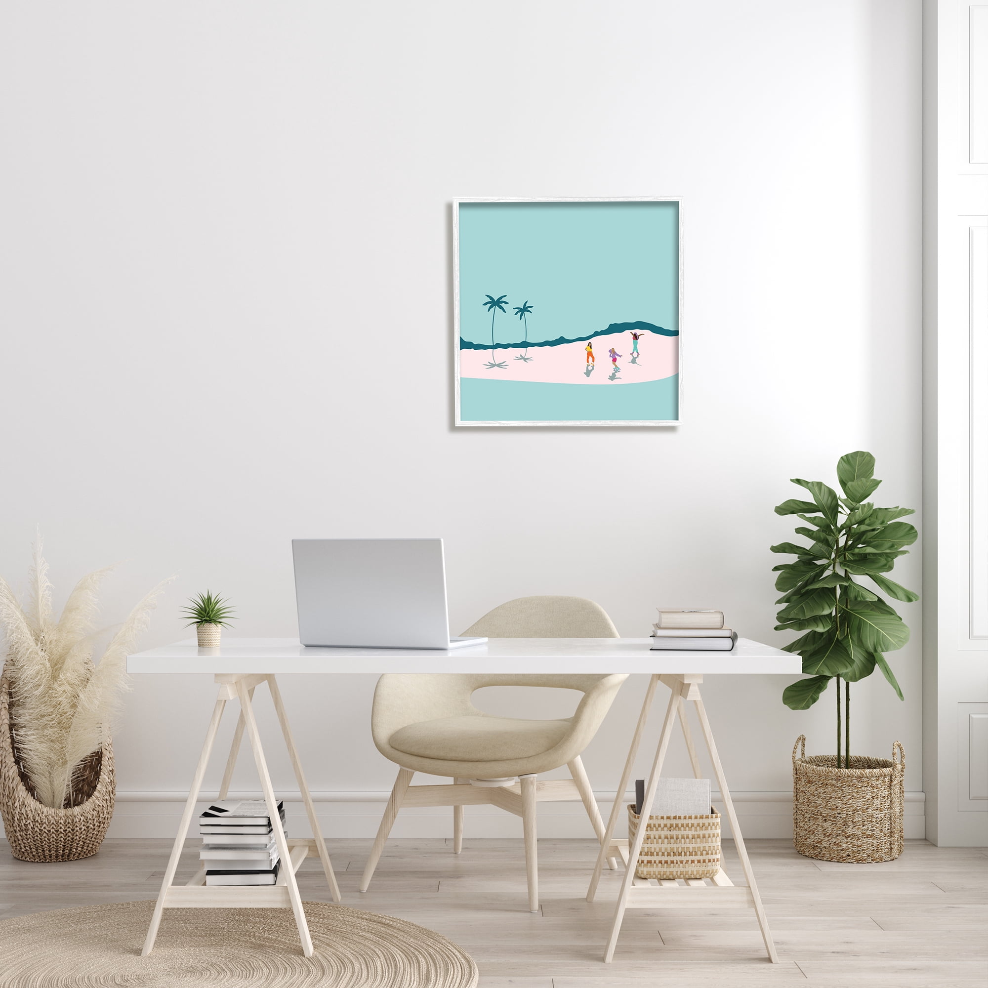 Stupell Industries Roller Derby Girls Minimal Tropical Coast Landscape, 24 x 24, Designed by Make Much Studios