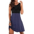 thumbnail image 4 of Up to 60% off !Npasoilc Summer Dresses For Women 2024 Sleeveless Round Neck Polka Dot Printed Patchwork Tank Mini Dress Casual Loose Beach Sundress, 4 of 6