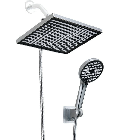 Cobbe Adjustable 12 Inch Rectangular High Pressure Dual Shower Head with 6-Spray Handheld Shower, Chrome