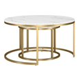 thumbnail image 4 of Henn&Hart 35"W Modern Metal Coffee Table in Gold/Faux Marble, 4 of 10