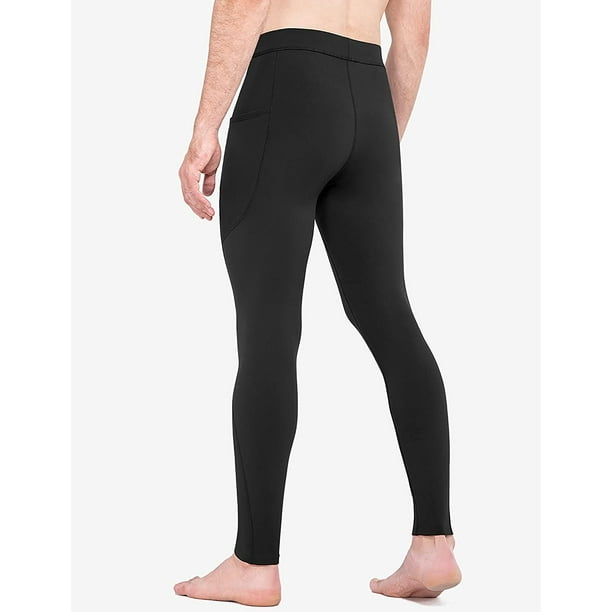 Men's Thermal Compression Leggings Fleece Lined Running Tights Pants Water  Resistant for Cold Weather with Pockets 