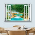 thumbnail image 3 of wall26 Canvas Print Wall Art Window View Neon Teal River Rapid Forest Lake Stream Wilderness Nature Photography Realism Scenic Landscape Colorful Multicolor for Living Room, Bedroom, Office - 32&quot, 3 of 5