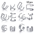thumbnail image 2 of Ear Cuffs Alloy Fashion 6 Pairs Rhinestone Non-piercing Cuff Earrings Ear Clips, 2 of 10