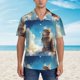 thumbnail image 2 of Balery Blue Sky Winged Cat Camisas hawaianas de manga corta para hombre, camisas playeras de corte holgado, camisas de vacaciones con botones,Large, 2 of 7