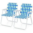 thumbnail image 3 of Topcobe 2 Pieces Folding Beach Chair Camping Lawn Webbing Chair, Outdoor Dining Chairs, Blue, 3 of 7