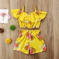 thumbnail image 2 of Toddler Kids Baby Girl Floral Halter Ruffled Outfits Clothes Tops+Shorts 2PCS Set, 2 of 6