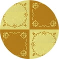 thumbnail image 1 of Ahgly Company Indoor Round Patterned Neon Orange Area Rugs, 3' Round, 1 of 6