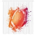 thumbnail image 3 of Ambesonne Digital Shower Curtain, Rugby Ball Sport Splash, 69"Wx84"L, Orange Red, 3 of 5
