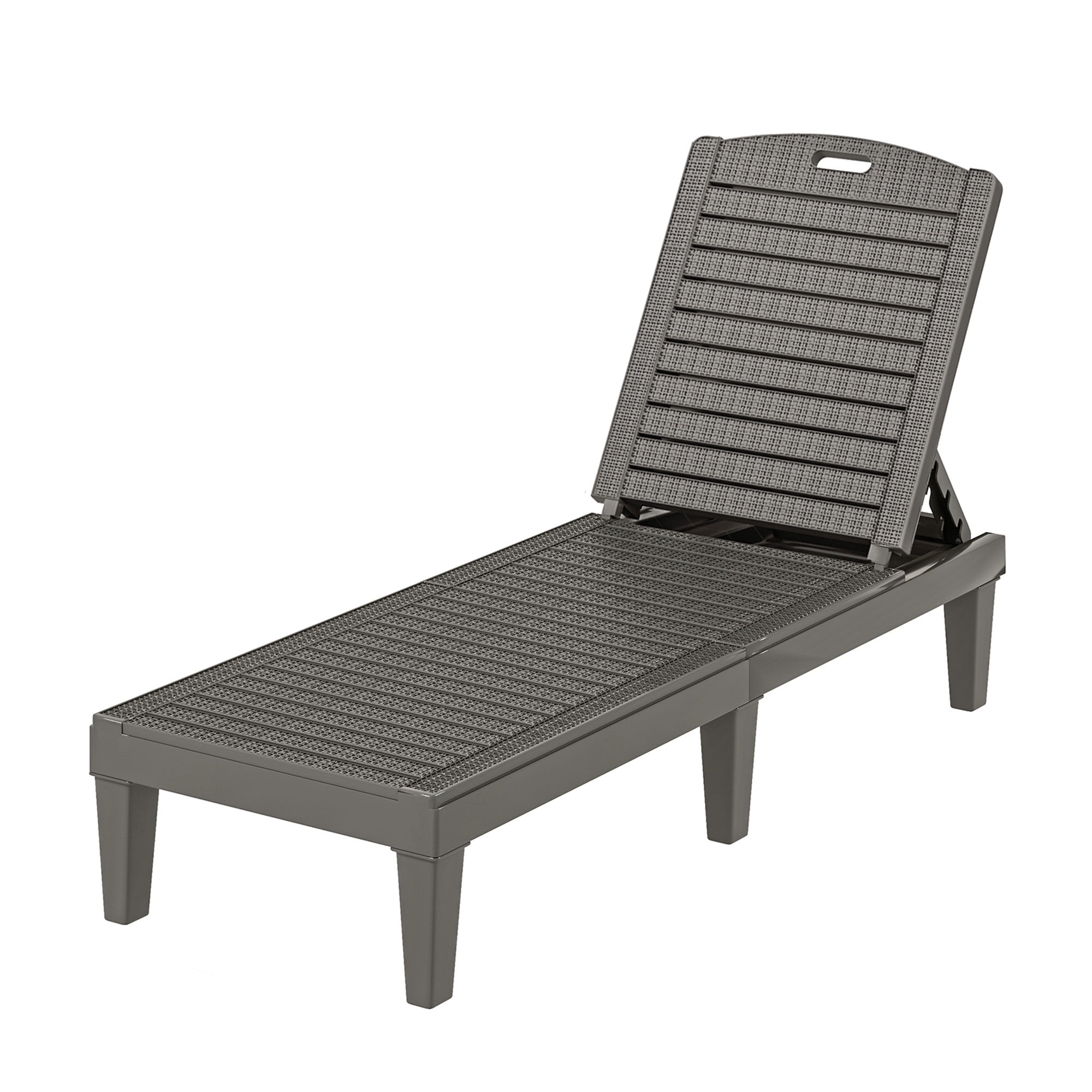 Uforic 2-Piece Outdoor Chaise Lounge Chairs, 5-Position Adjustable Backrest Waterproof Plastic Pool Loungers, Easy Assembly Patio Recliners for Backyard, Poolside and Garden, Gray