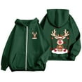 thumbnail image 5 of Ladies Christmas Printed Zipper Long Sleeve Hoodie with Drawstring and Pocket for Casual Wear, 5 of 8