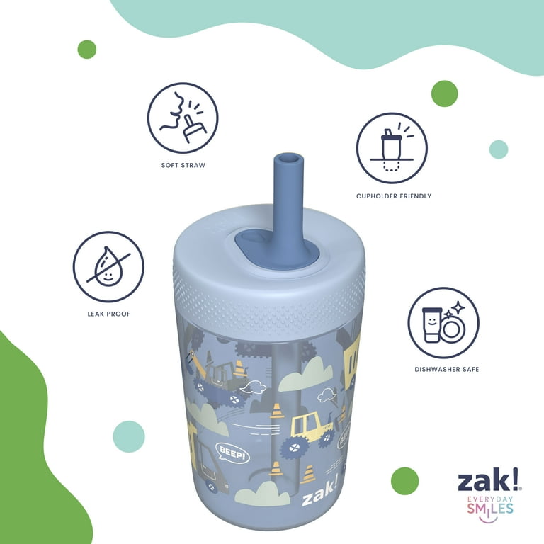 oz★親子セット Zak Designs 12oz Construction Durable Plastic Capri Tumbler with