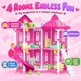 thumbnail image 3 of JoyStone Dollhouse Playset for Girls, Doll House with Furniture and Doll, Upgraded Durable Plastic Construction with Warm LED Lights, Pretend Playhouse Toy Gift for Kids Ages 3+, 3 of 9