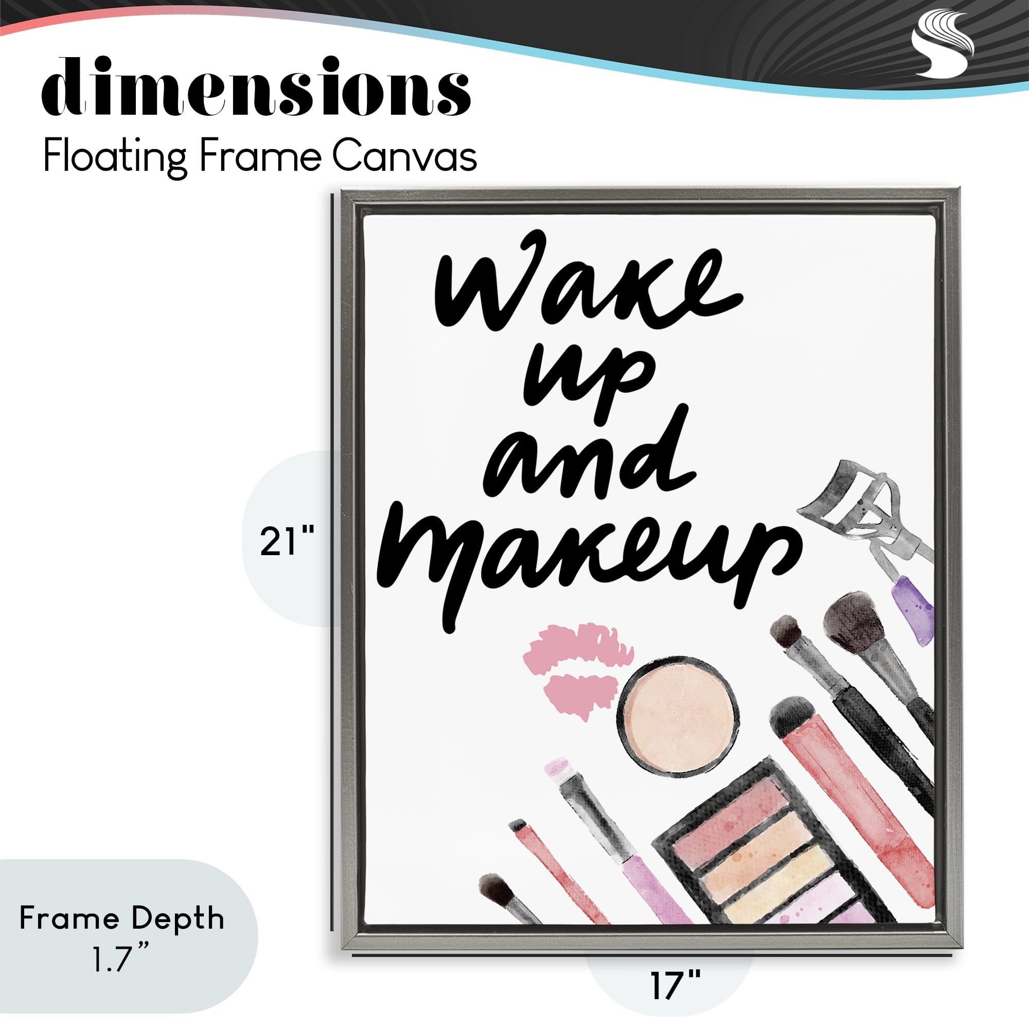 Stupell Industries Wake Up & Makeup Gray Framed Floater Canvas Wall Art, design by Jesse Keith