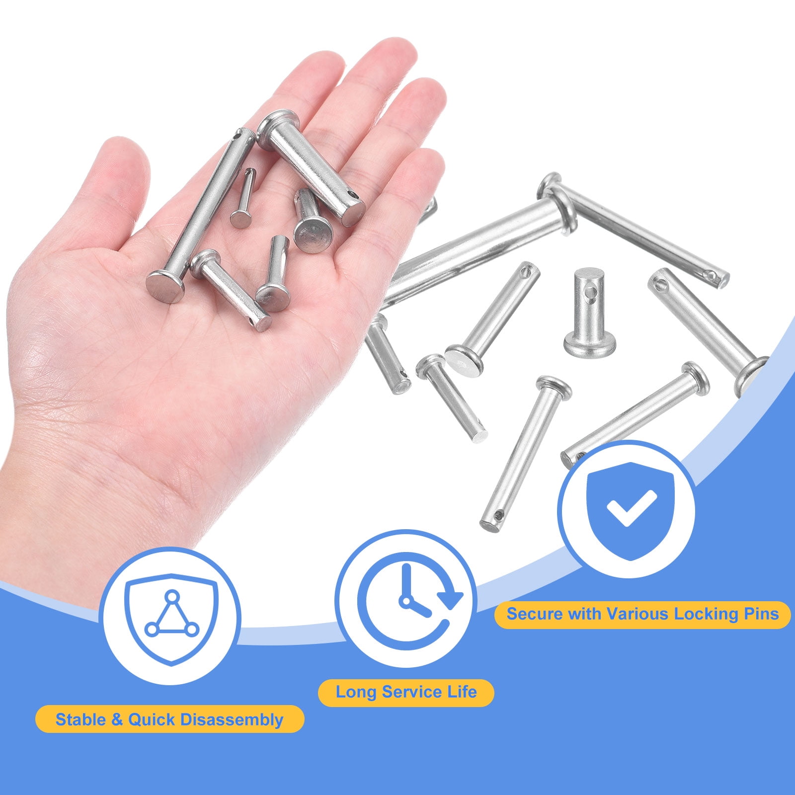 20Pcs M10 x 35mm Single Hole Clevis Pins, 304 Stainless Steel Flat Head Pin