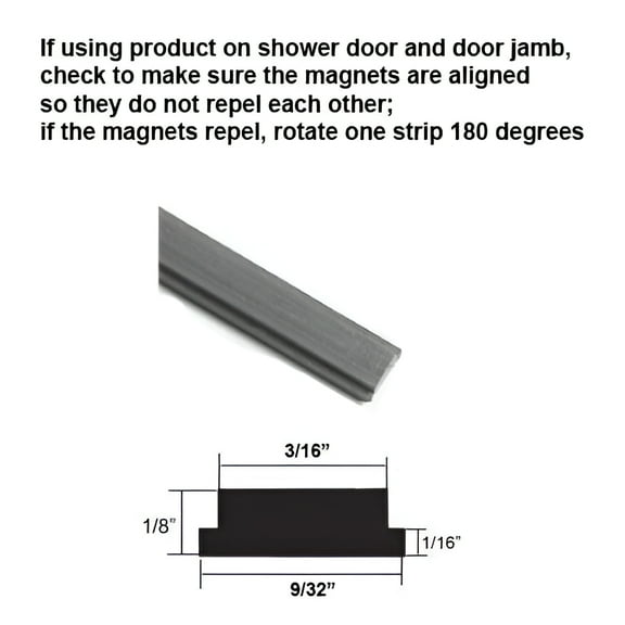 Flexible Magnetic Strip Insert for Framed Swing Shower Doors - 75" long