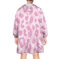 thumbnail image 2 of Pink and Pink Of Leopard Print Wearable Oversized Blanket,Wearable Blanket Hoodie for Adults,Cozy Hooded Blankets with Super Pockets,Super Warm Fuzzy Pullover for Women & Men, 2 of 6