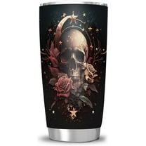 Hasdon-Hill Skull Floral Travel Tumbler for Men Women, Stainless Steel Coffee Mug for Friends Gifts 20 OZ