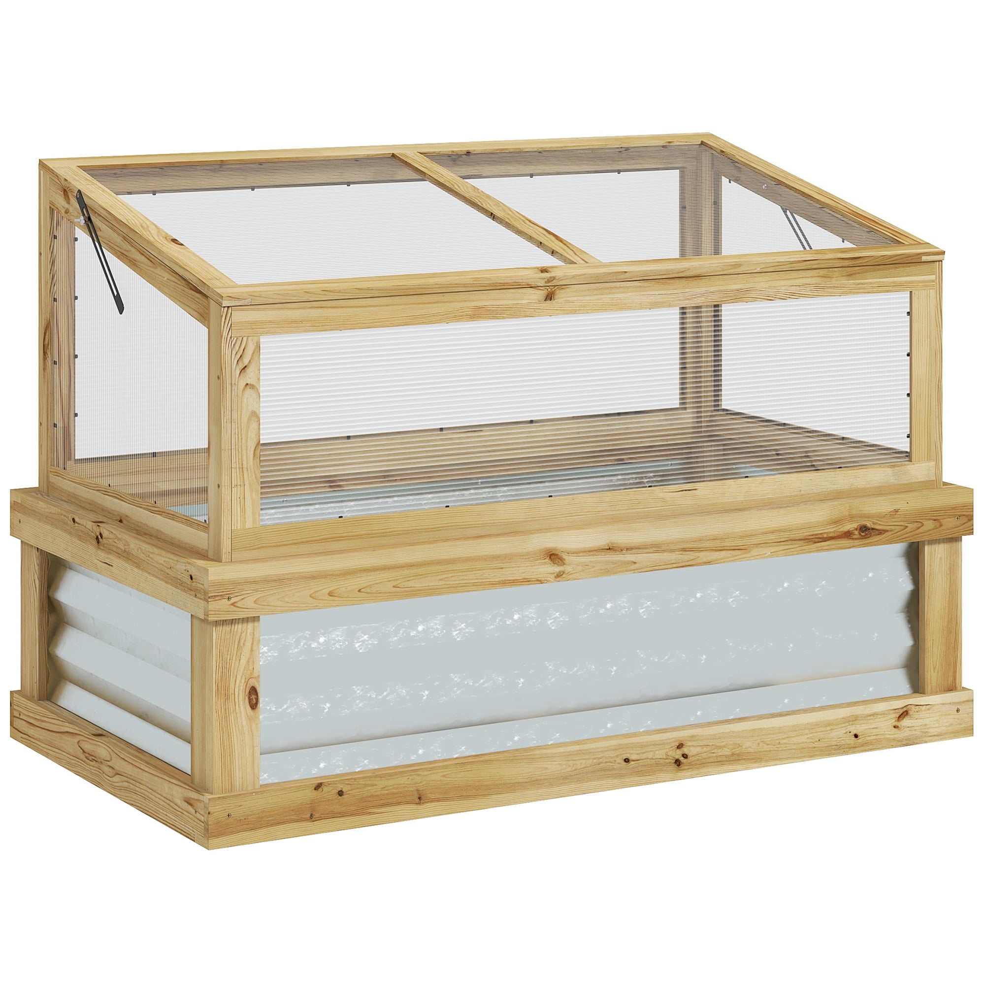 Outsunny Raised Garden Bed with Wooden Cold Frame, 41" x 22.5" x 28.25"