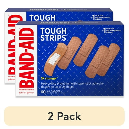 (2 pack) Band-Aid Brand Tough Strips Adhesive Bandage, All One Size, 60 Count