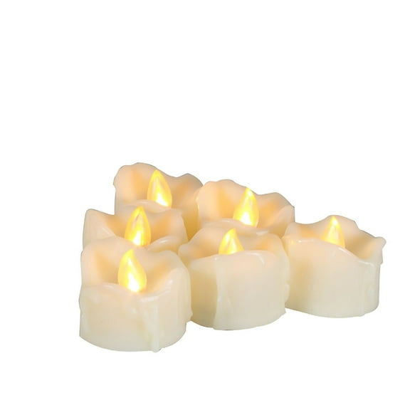 Candle Choice 6 PCS Realistic Flameless Candles with Timer, Battery Powered LED Tealights with Drips, Long Battery Life, Battery Life 200  Hours